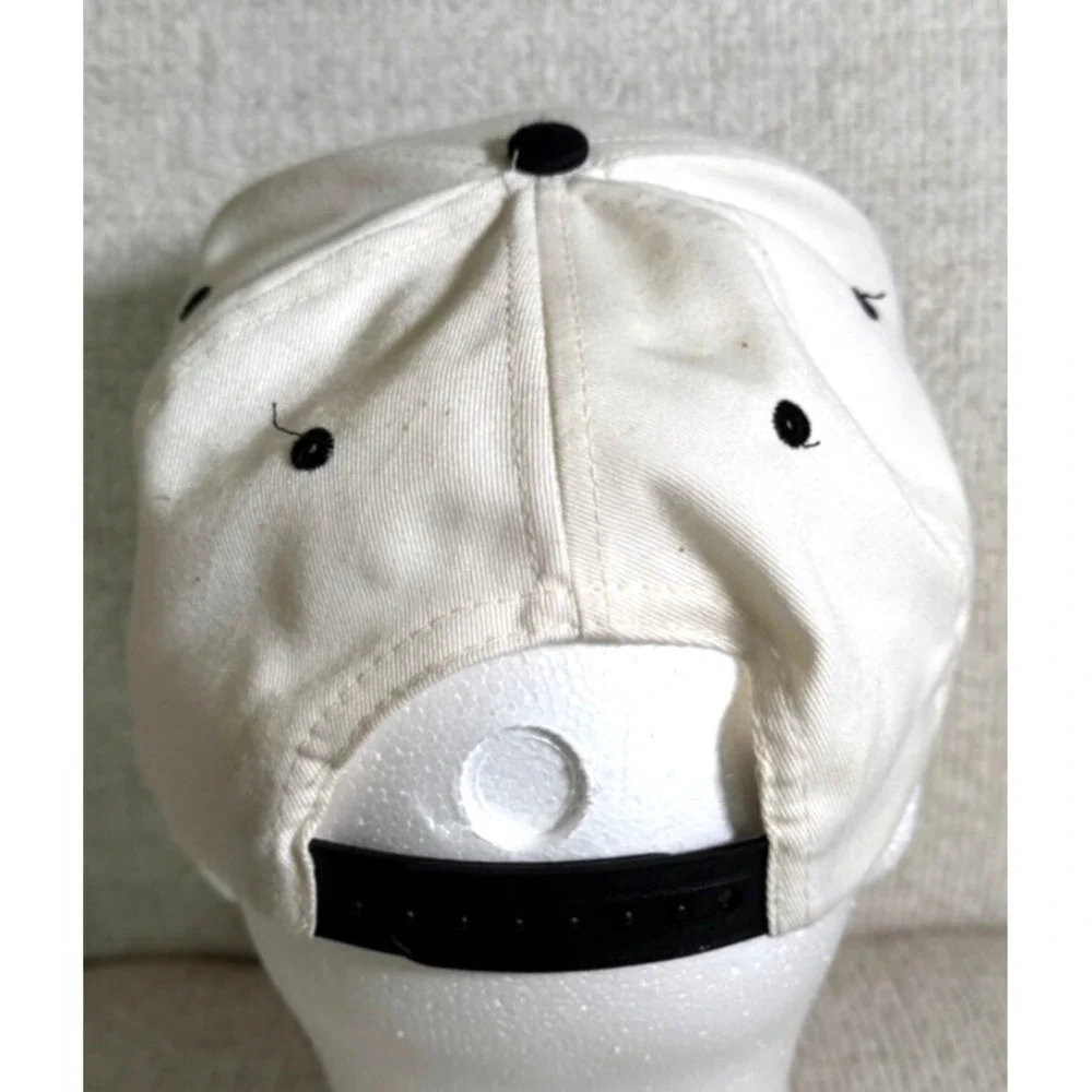 Vintage 1980s‎ AIRBORNE EXPRESS Adjustable Trucker Hat White Cotton Black Bill
